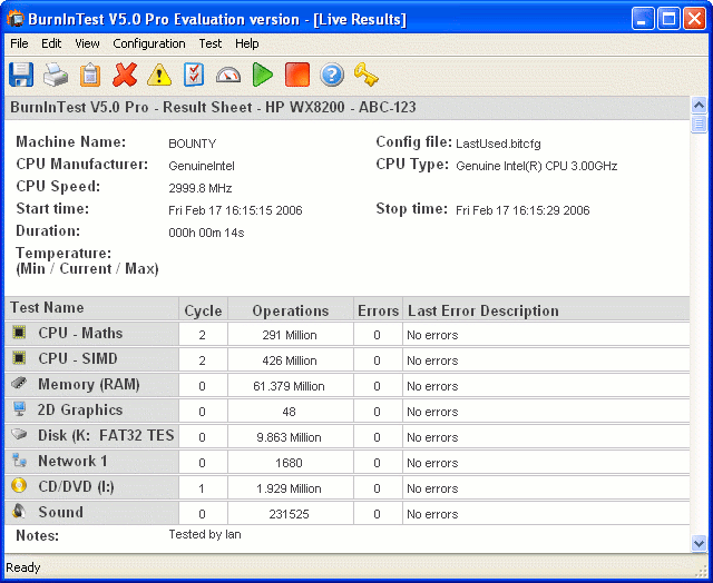 BurnInTest Pro Screenshot
